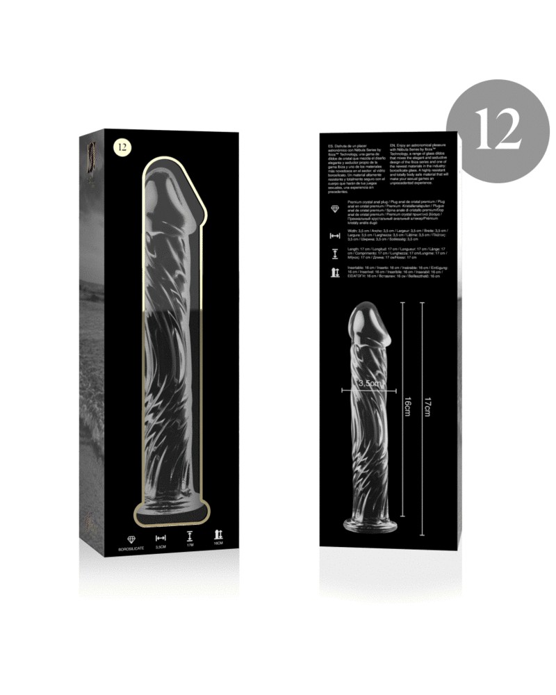 NEBULA SERIES BY IBIZA - MODELLO 12 DILDO IN VETRO BOROSILICATO TRASPARENTE 17 CM -O- 3.5 CM