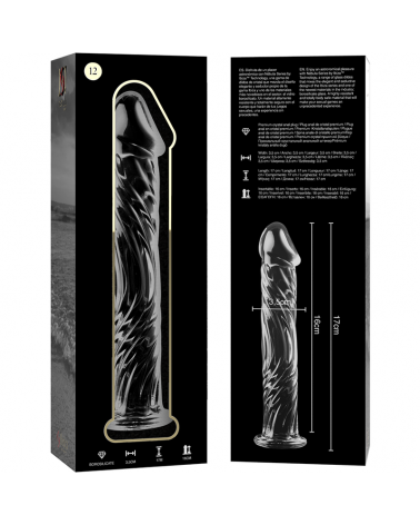 NEBULA SERIES BY IBIZA - MODELLO 12 DILDO IN VETRO BOROSILICATO TRASPARENTE 17 CM -O- 3.5 CM