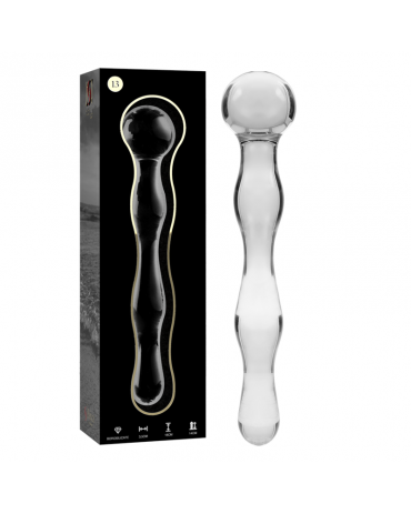 NEBULA SERIES BY IBIZA - MODELLO 13 DILDO IN VETRO BOROSILICATO TRASPARENTE 18 CM -O- 3.5 CM