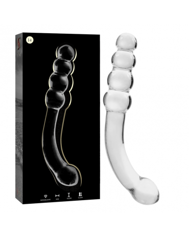 NEBULA SERIES BY IBIZA - MODELLO 14 DILDO IN VETRO BOROSILICATO TRASPARENTE 18.5 CM -O- 3 CM