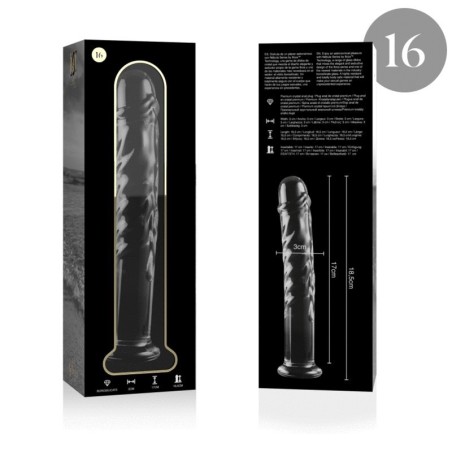 NEBULA SERIES BY IBIZA - MODELLO 16 DILDO IN VETRO BOROSILICATO TRASPARENTE 18.5 CM -O- 3 CM