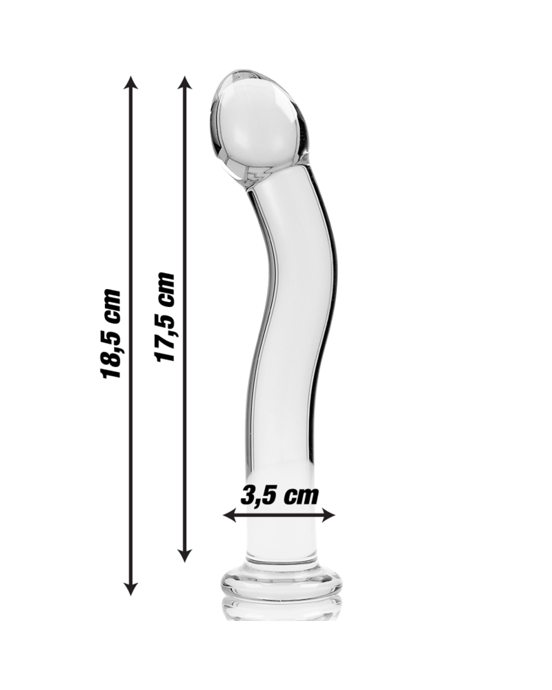 NEBULA SERIES BY IBIZA - MODELLO 18 DILDO IN VETRO BOROSILICATO TRASPARENTE 18.5 CM -O- 3.5 CM