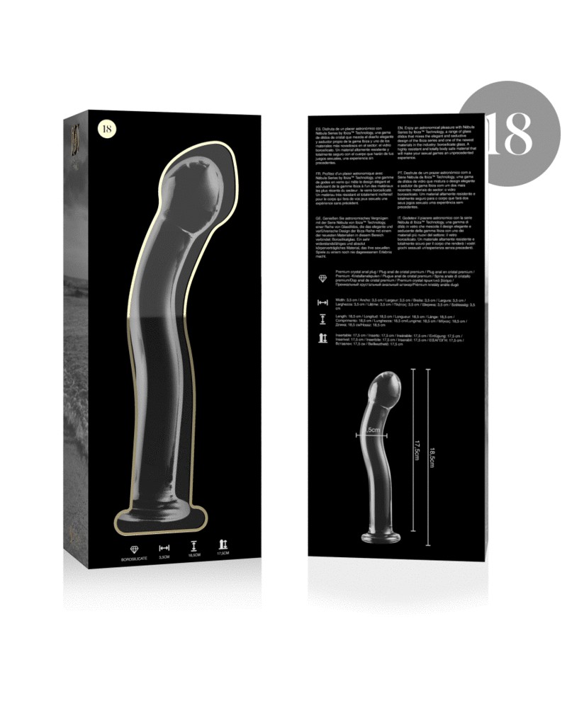 NEBULA SERIES BY IBIZA - MODELLO 18 DILDO IN VETRO BOROSILICATO TRASPARENTE 18.5 CM -O- 3.5 CM