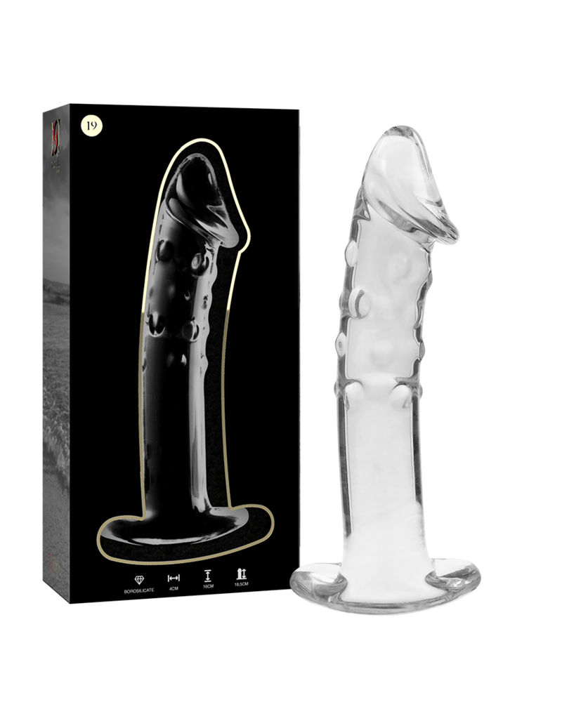 NEBULA SERIES BY IBIZA - MODELLO 19 DILDO IN VETRO BOROSILICATO TRASPARENTE 18.5 CM -O- 4 CM