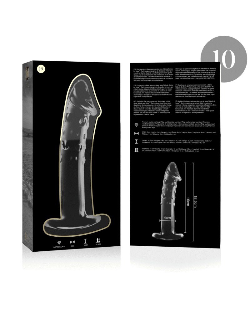 NEBULA SERIES BY IBIZA - MODELLO 19 DILDO IN VETRO BOROSILICATO TRASPARENTE 18.5 CM -O- 4 CM