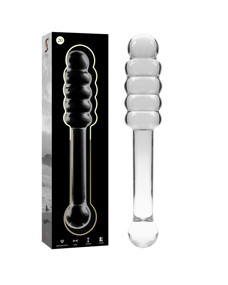 NEBULA SERIES BY IBIZA - MODELLO 20 DILDO IN VETRO BOROSILICATO TRASPARENTE 20.5 CM -O- 3 CM