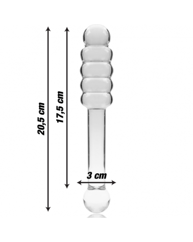 NEBULA SERIES BY IBIZA - MODELLO 20 DILDO IN VETRO BOROSILICATO TRASPARENTE 20.5 CM -O- 3 CM