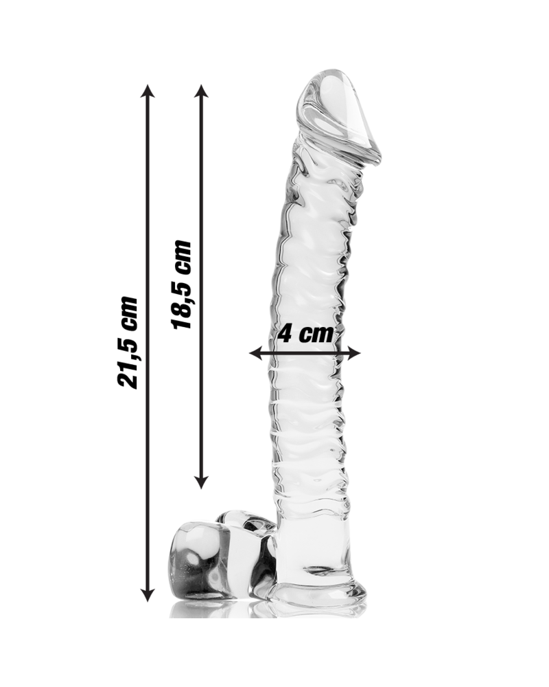 NEBULA SERIES BY IBIZA - MODELLO 23 DILDO IN VETRO BOROSILICATO TRASPARENTE 21.5 CM -O- 4 CM