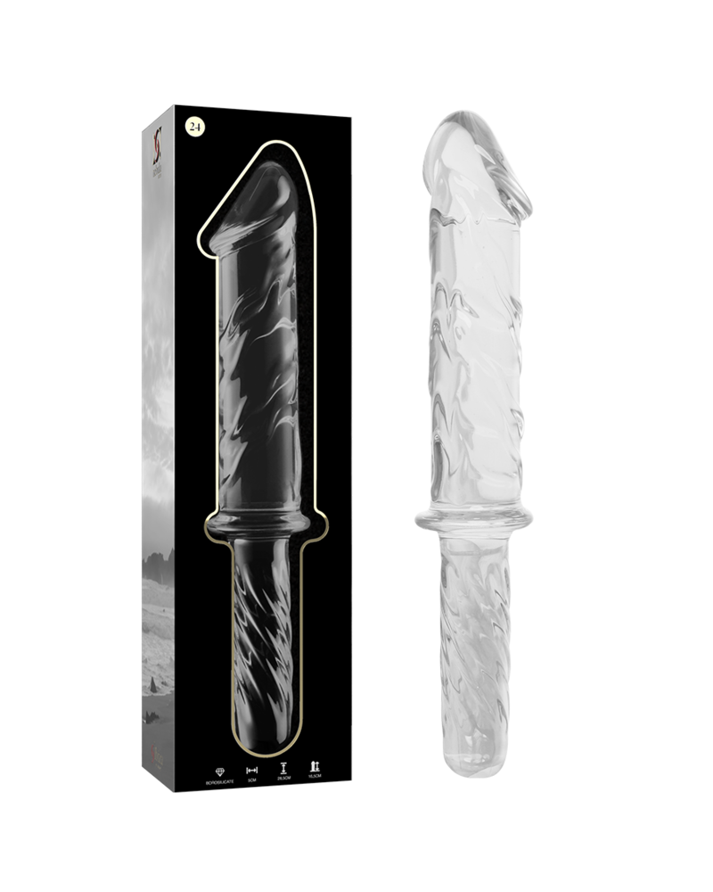 NEBULA SERIES BY IBIZA - MODELLO 24 DILDO IN VETRO BOROSILICATO TRASPARENTE 28.5 CM -O- 5 CM