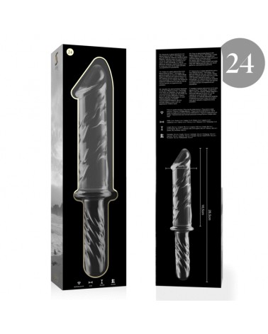 NEBULA SERIES BY IBIZA - MODELLO 24 DILDO IN VETRO BOROSILICATO TRASPARENTE 28.5 CM -O- 5 CM