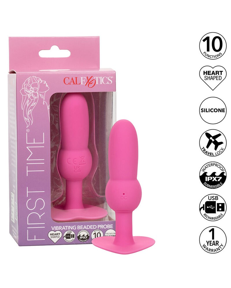 CALEXOTICS - FIRST TIME PLUG ANALE SONDA PERLINE 10 VIBRAZIONI ROSA