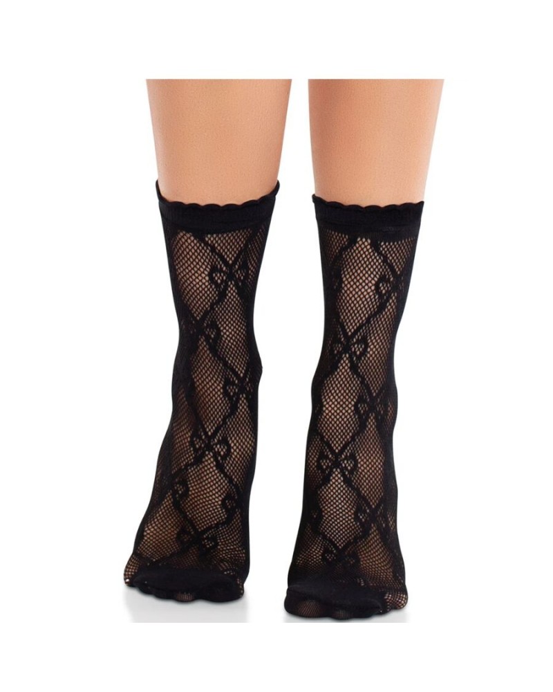 LEG AVENUE - CALZINI IN PIZZO CON FIOCCO IN PIZZO NERO