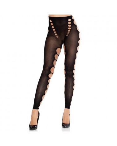 LEG AVENUE - CALZE COPRENTI SENZA CUCITURE CON TAGLIO AI PIEDI NERE