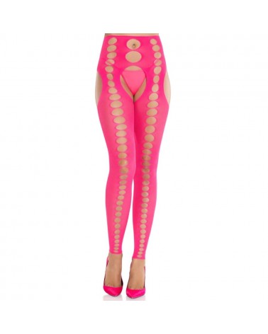 LEG AVENUE - CALZE COPRENTI SENZA SPALLINE E SENZA CUCITURE ROSA NEON