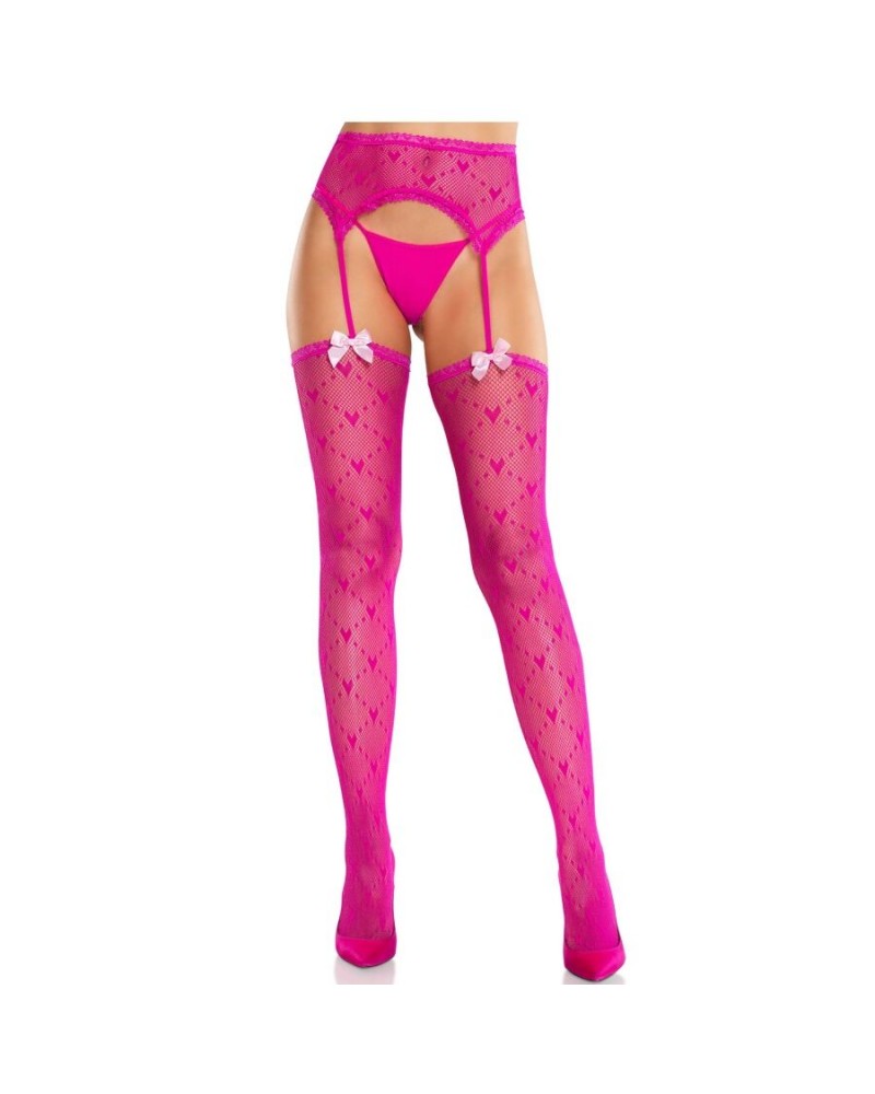 LEG AVENUE - CALZE A CUORE CON GIARRETTIERE MAGENTA