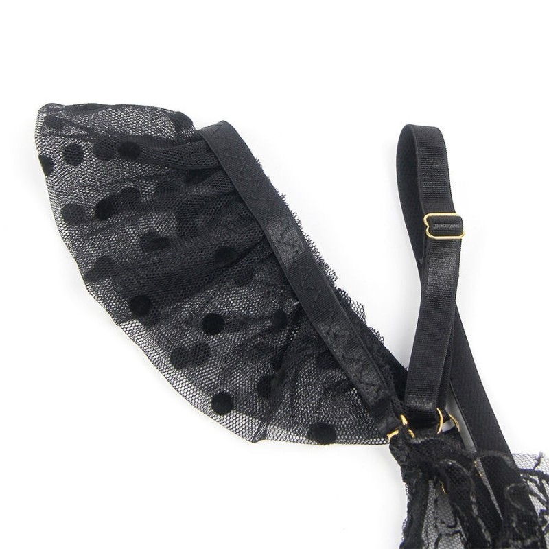 SUBBLIME - 957483 SET REGGISENO E GIARRETTIERA IN PIZZO NERO S/M