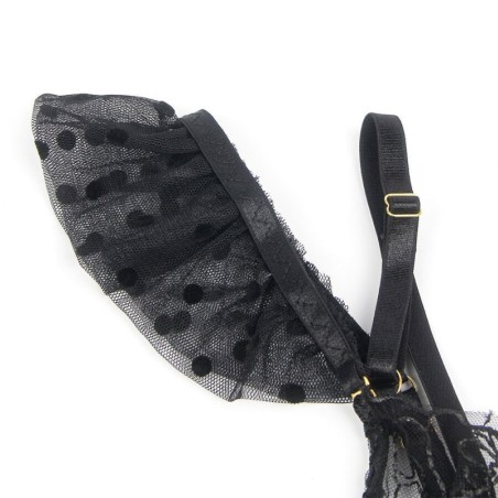 SUBBLIME - 957483 SET REGGISENO E GIARRETTIERA IN PIZZO NERO S/M