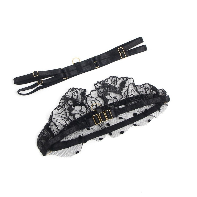 SUBBLIME - 957483 SET REGGISENO E GIARRETTIERA IN PIZZO NERO S/M