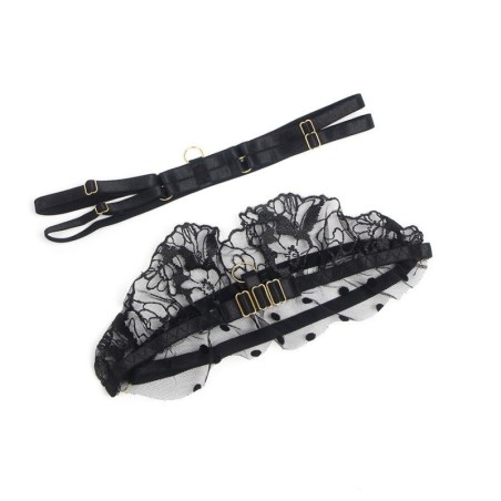 SUBBLIME - 957483 SET REGGISENO E GIARRETTIERA IN PIZZO NERO S/M