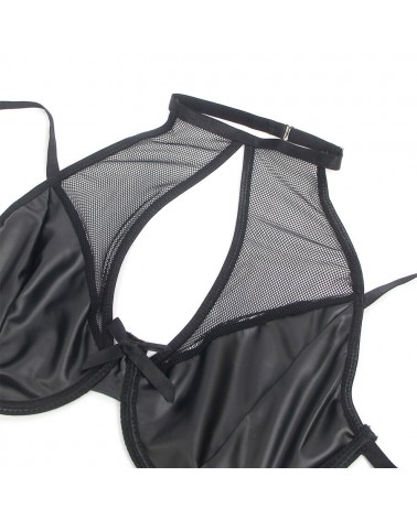 SUBBLIME - 957582 SET REGGISENO E GONNA IN PELLE NERO S/M