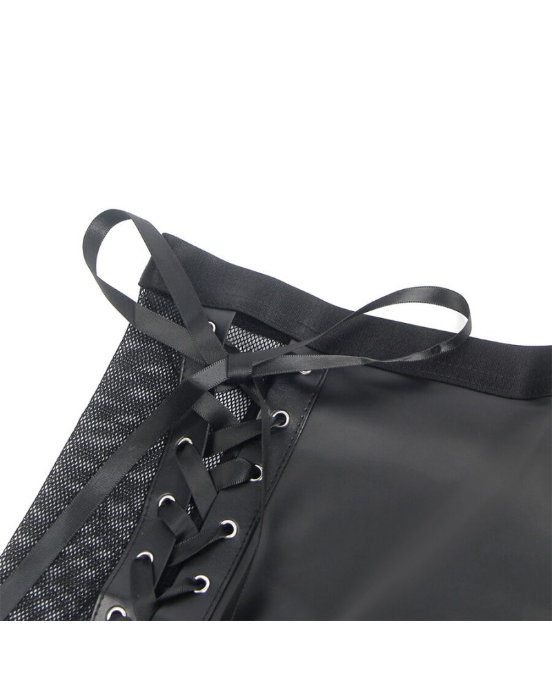 SUBBLIME - 957582 SET REGGISENO E GONNA IN PELLE NERO S/M