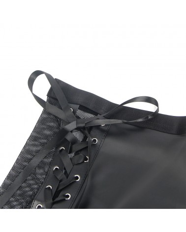 SUBBLIME - 957582 SET REGGISENO E GONNA IN PELLE NERO S/M