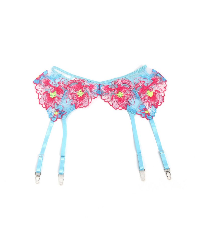 SUBBLIME - 957643 SET REGGISENO E CINTURA RICAMO FIORI ROSA S/M