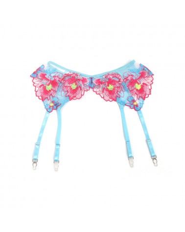 SUBBLIME - 957643 SET REGGISENO E CINTURA RICAMO FIORI ROSA S/M