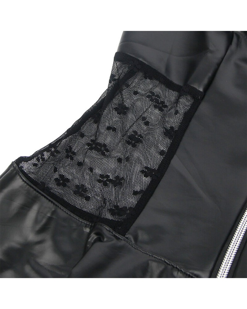 SUBBLIME - 957704 ABITO IN PELLE CON CERNIERA IN PIZZO NERO S/M