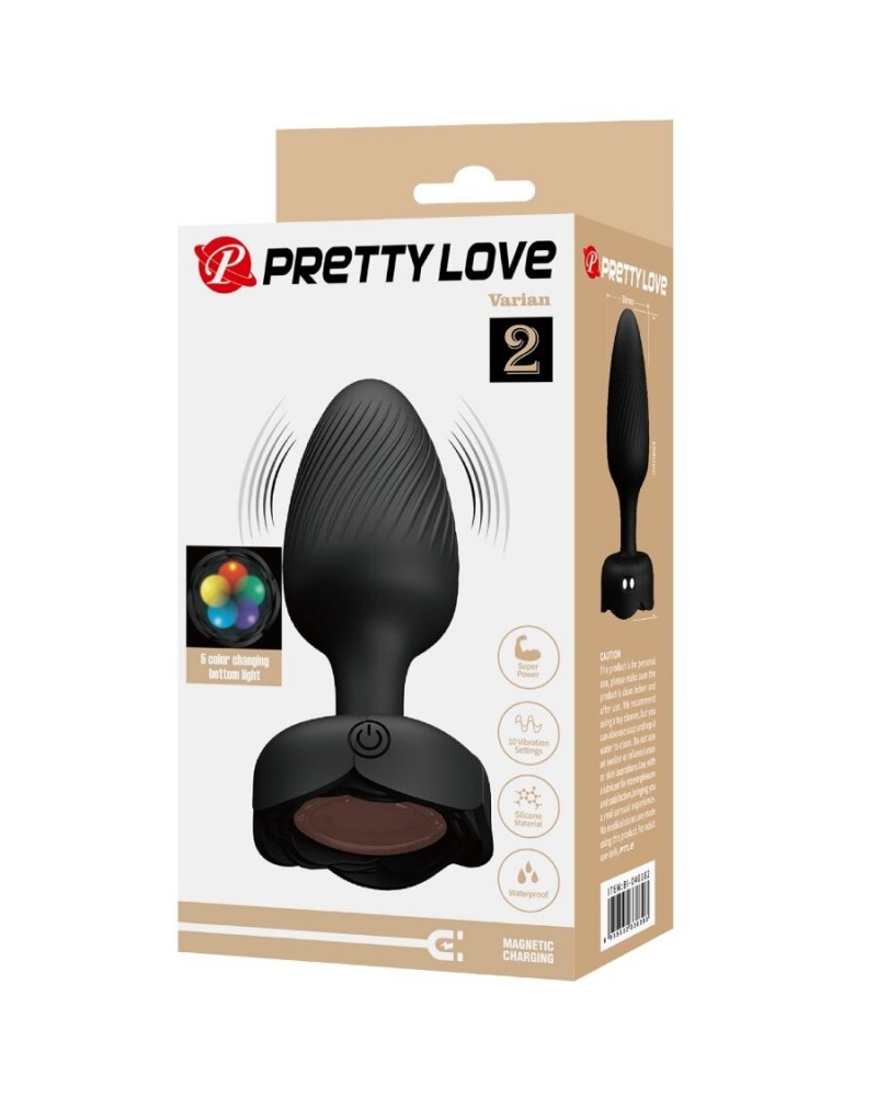 PRETTY LOVE - VARIAN PLUG ANALE CON LUCE LED NERO 10,8 CM