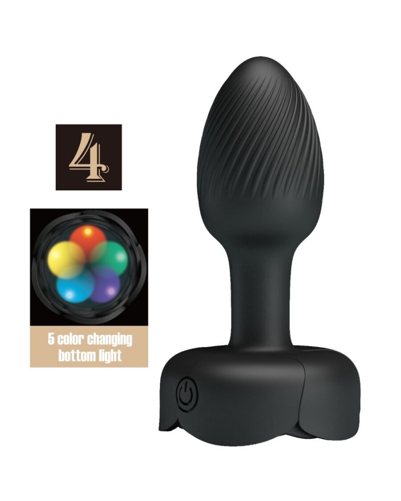 PRETTY LOVE - PLUG ANALE OLMAN CON LUCE LED NERO 8,8 CM