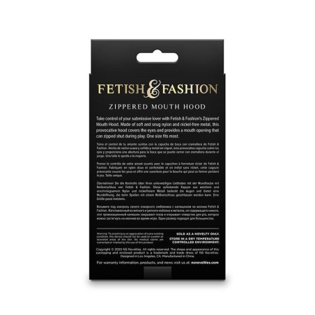 NS NOVELTIES - FETISH  FASHION CAPPUCCIO BOCCA CHIUSA CON CERNIERA NYLON NERO