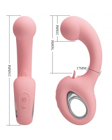PRETTY LOVE - ERYNNYES VIBRATORE PUNTO G + STIMOLATORE CLITORIDEO 10 VIBRAZIONI ROSA