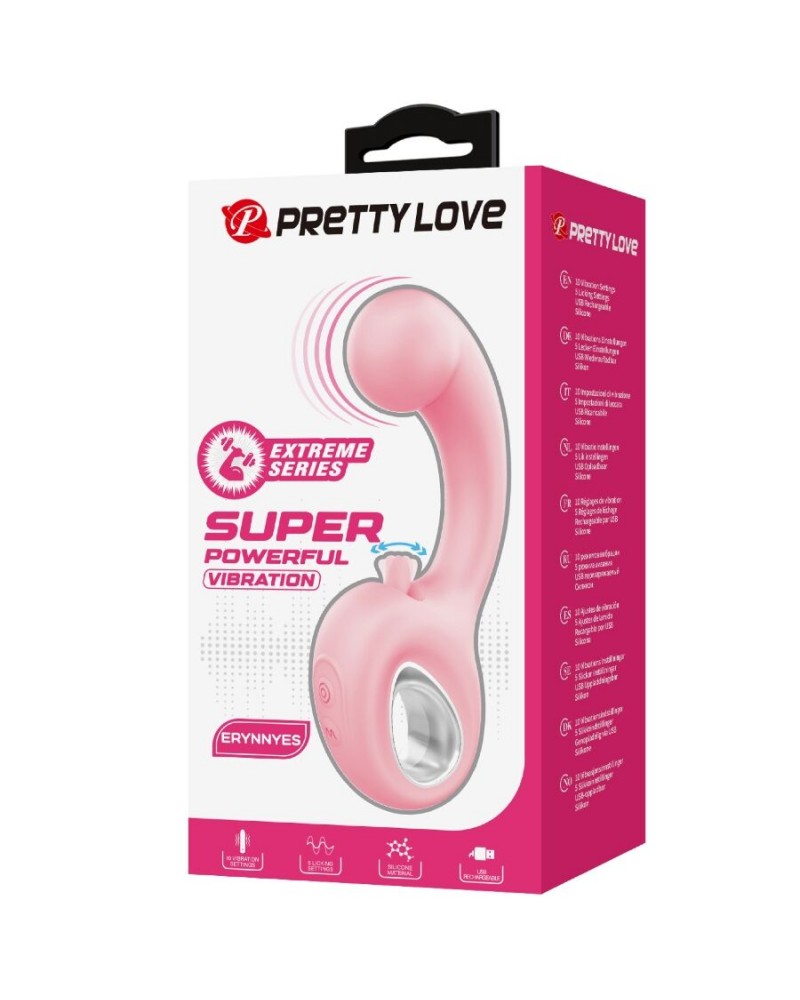 PRETTY LOVE - ERYNNYES VIBRATORE PUNTO G + STIMOLATORE CLITORIDEO 10 VIBRAZIONI ROSA