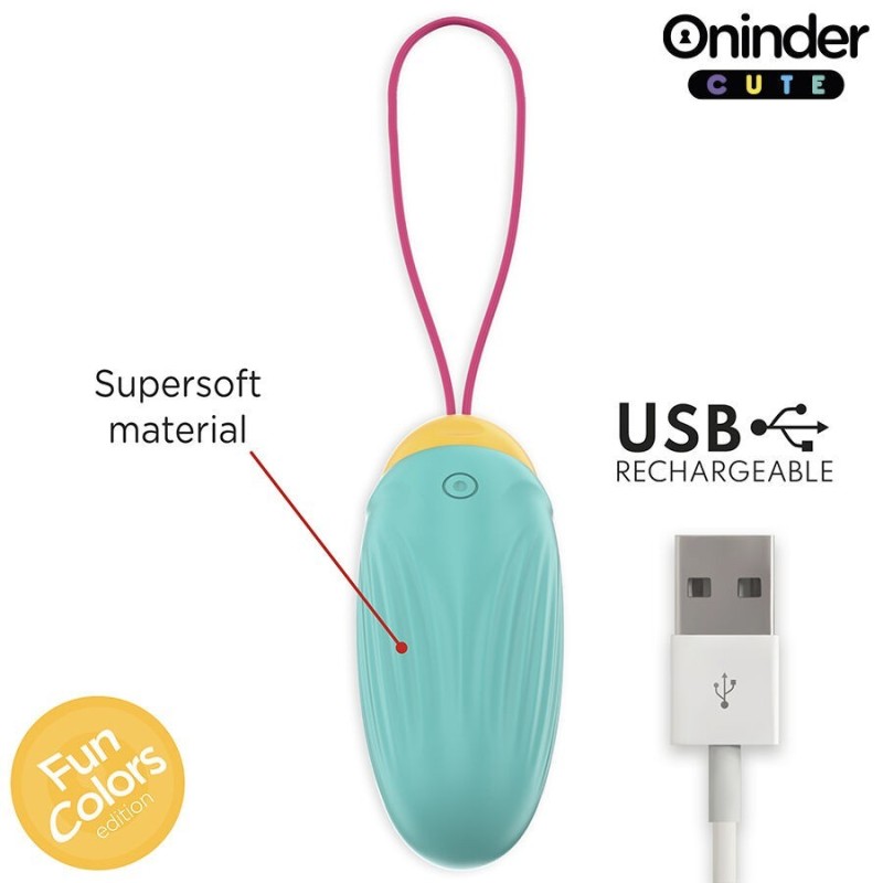 ONINDER CUTE - UOVO VIBRO-ROTANTE IN SILICONE CON GEMMA PER AMORE E PIACERE - APP GRATUITA IN TUTTO IL MONDO
