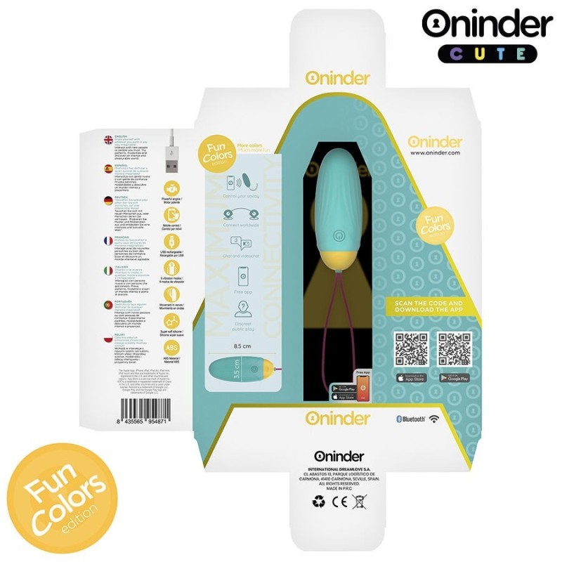 ONINDER CUTE - UOVO VIBRO-ROTANTE IN SILICONE CON GEMMA PER AMORE E PIACERE - APP GRATUITA IN TUTTO IL MONDO