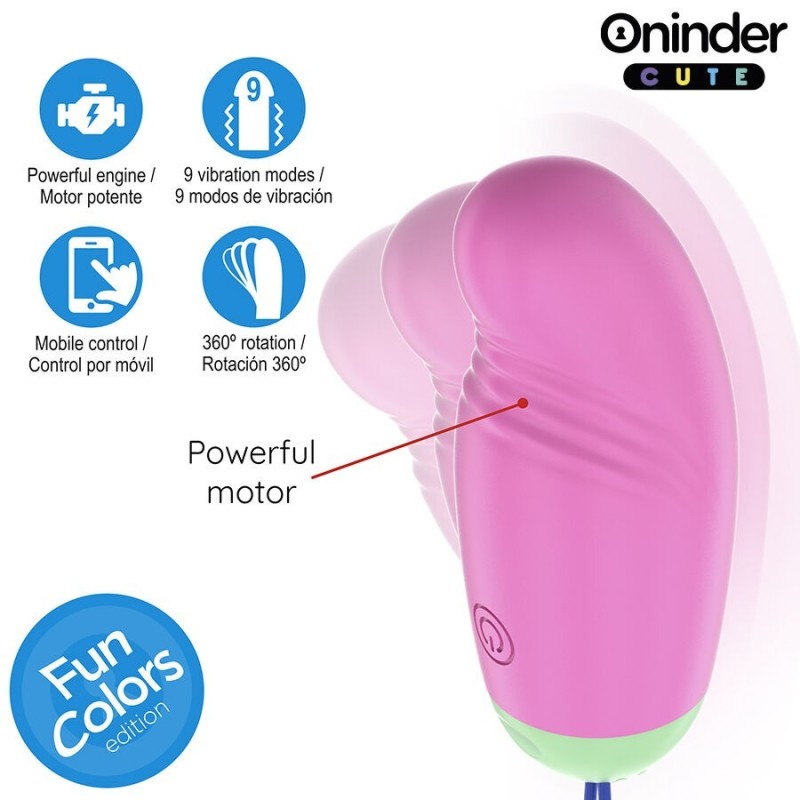 ONINDER CUTE - UOVO VIBRO-ROTANTE IN SILICONE 360° PER AMORE E PIACERE - APP GRATUITA IN TUTTO IL MONDO