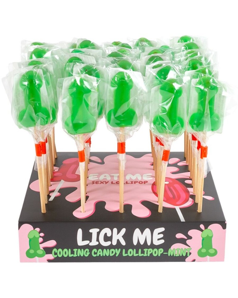 SECRETPLAY - ESPOSITORE DI LECCA-LECCA A FORMA DI PENE ALLA MENTA CON EFFETTO FREDDO (40 UNITÀ)