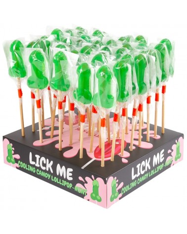 SECRETPLAY - ESPOSITORE DI LECCA-LECCA A FORMA DI PENE ALLA MENTA CON EFFETTO FREDDO (40 UNITÀ)