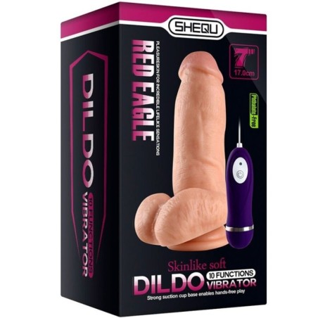 SHEQU - DILDO VIBRATORE AQUILA ROSSA CON TELECOMANDO 17 CM