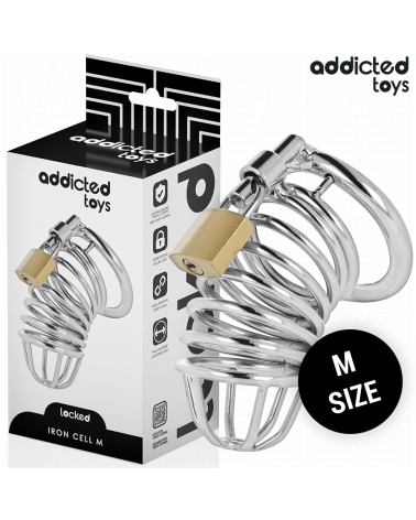 ADDICTED TOYS LOCKED - GABBIA PER PENE IN METALLO CON CELLULE DI FERRO TAGLIA M
