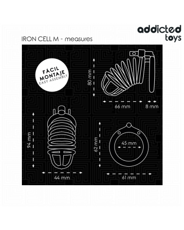 ADDICTED TOYS LOCKED - GABBIA PER PENE IN METALLO CON CELLULE DI FERRO TAGLIA M