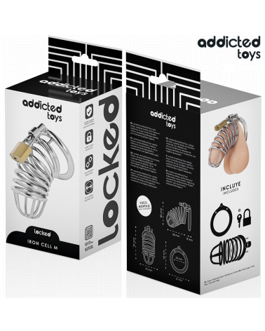 ADDICTED TOYS LOCKED - GABBIA PER PENE IN METALLO CON CELLULE DI FERRO TAGLIA M