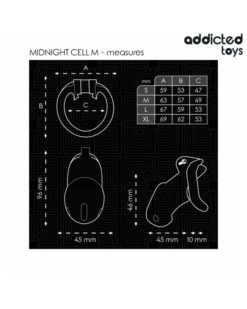 ADDICTED TOYS LOCKED - MINDNIGHT CELL GABBIA PER PENE 4.2 CM TAGLIA M