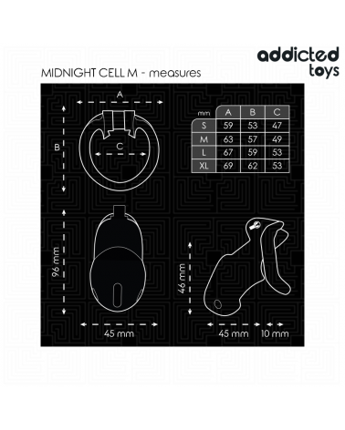 ADDICTED TOYS LOCKED - MINDNIGHT CELL GABBIA PER PENE 4.2 CM TAGLIA M