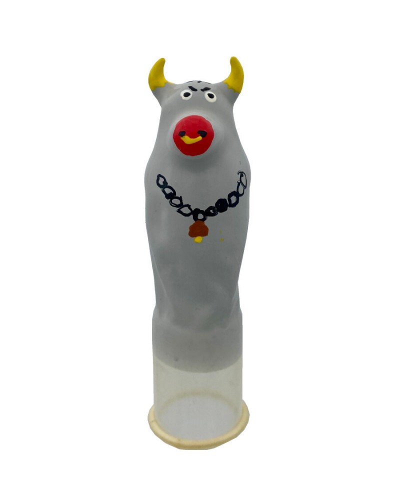 CONDOMERIE - PRESERVATIVI NOVITÀ DIPINTI A MANO MODELLO TORO GRIGIO XL