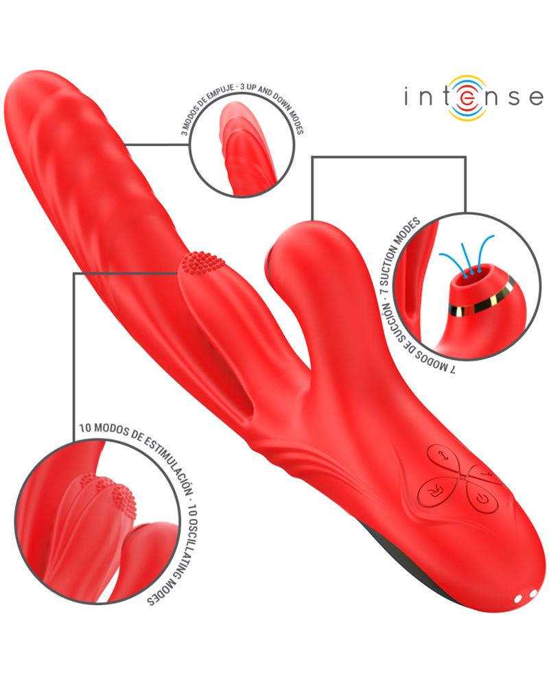 INTENSE - KAROL VIBRATORE MULTIFUNZIONE SPINTA E STIMOLAZIONE E ONDE STIMOLANTI ROSSO