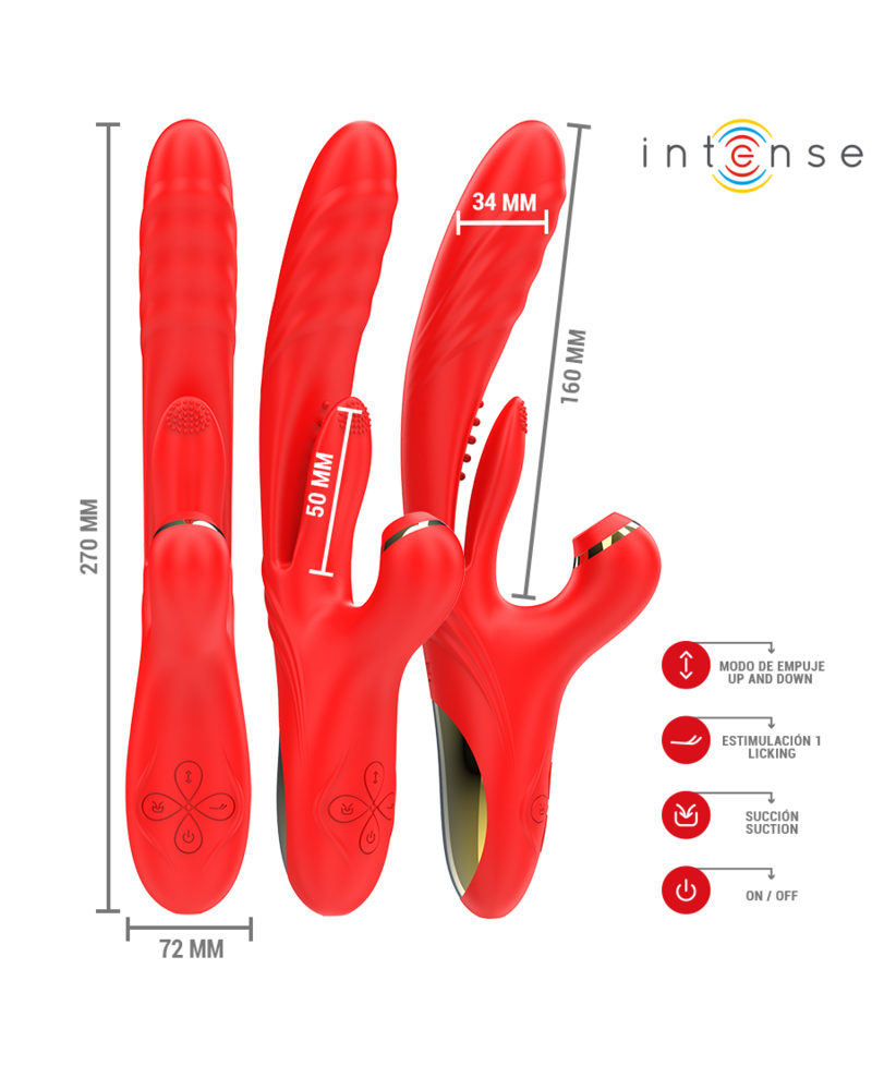 INTENSE - KAROL VIBRATORE MULTIFUNZIONE SPINTA E STIMOLAZIONE E ONDE STIMOLANTI ROSSO