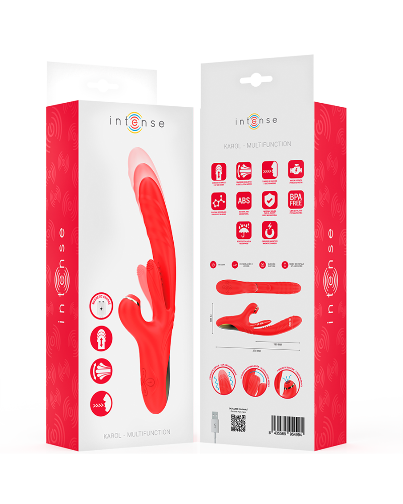 INTENSE - KAROL VIBRATORE MULTIFUNZIONE SPINTA E STIMOLAZIONE E ONDE STIMOLANTI ROSSO