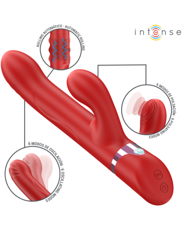 INTENSE - LELE VIBRATORE MULTIFUNZIONE ROTANTE E OSCILLANTE E STIMOLANTE ROSSO 2